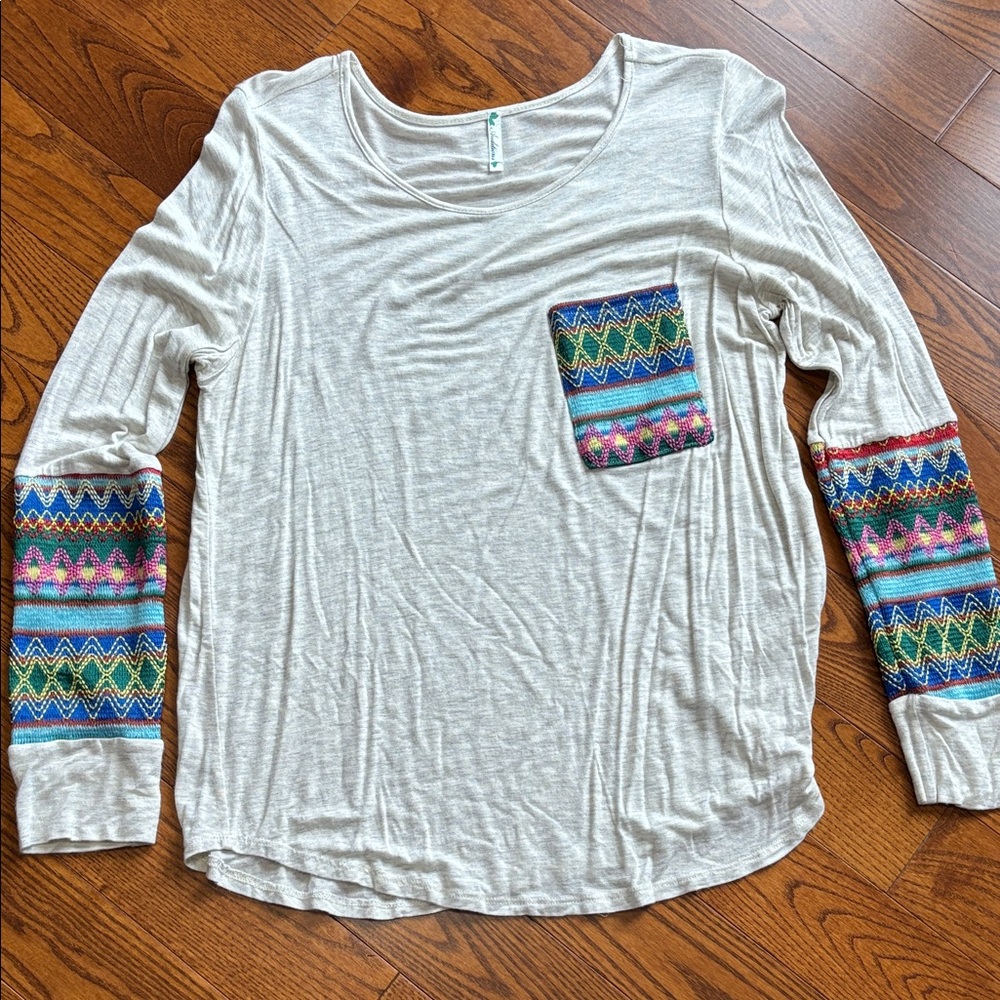 Women's Multicolor Patterned Long Sleeve Top